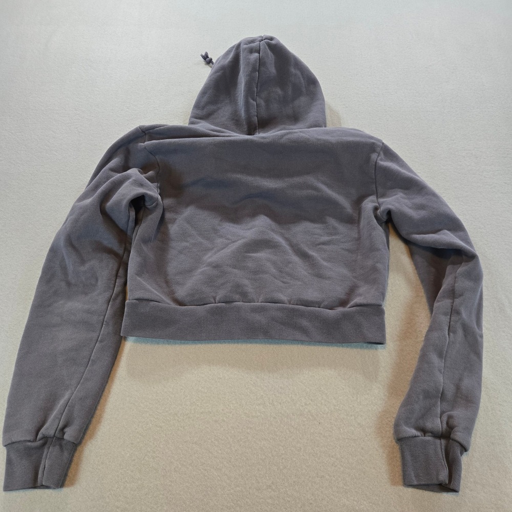 Brandy Melville Crystal Hoodie Womens One Size Charcoal Grey Cropped - Picture 2 of 5